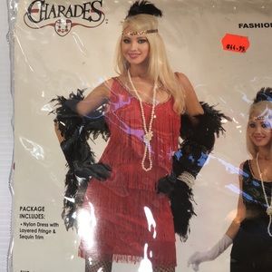 NWT Charades Fashion Flapper Halloween Costume Women’s Small Bonus Accessories